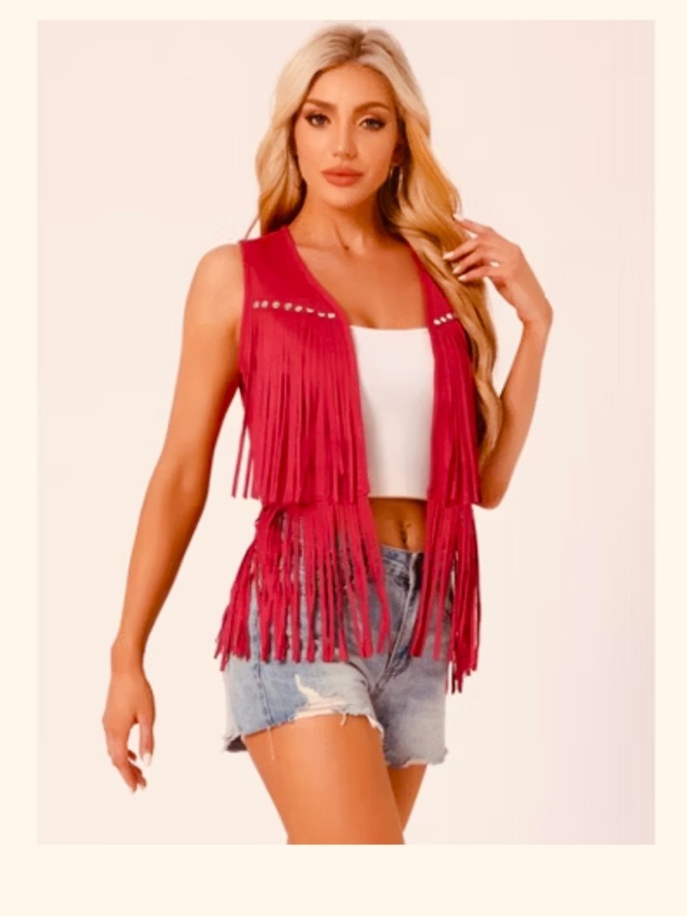 Fringe Sleeveless Open Vest - Picture 3 of 7